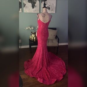 Sparkly hot pink prom dress pageant evening gown or long homecoming dress